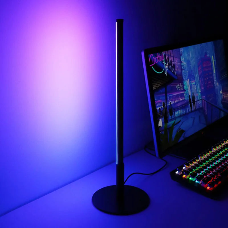 LumiGlow - Modern LED Golvlampa med Rund Fot | RGB Färgförändring &amp; Dimbar