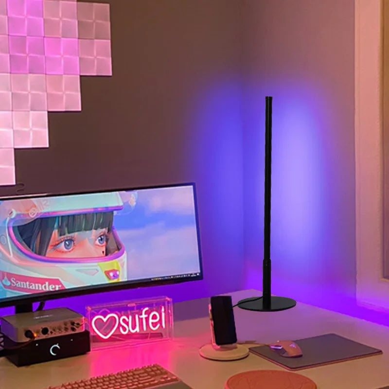 LumiGlow - Modern LED Golvlampa med Rund Fot | RGB Färgförändring & Dimbar