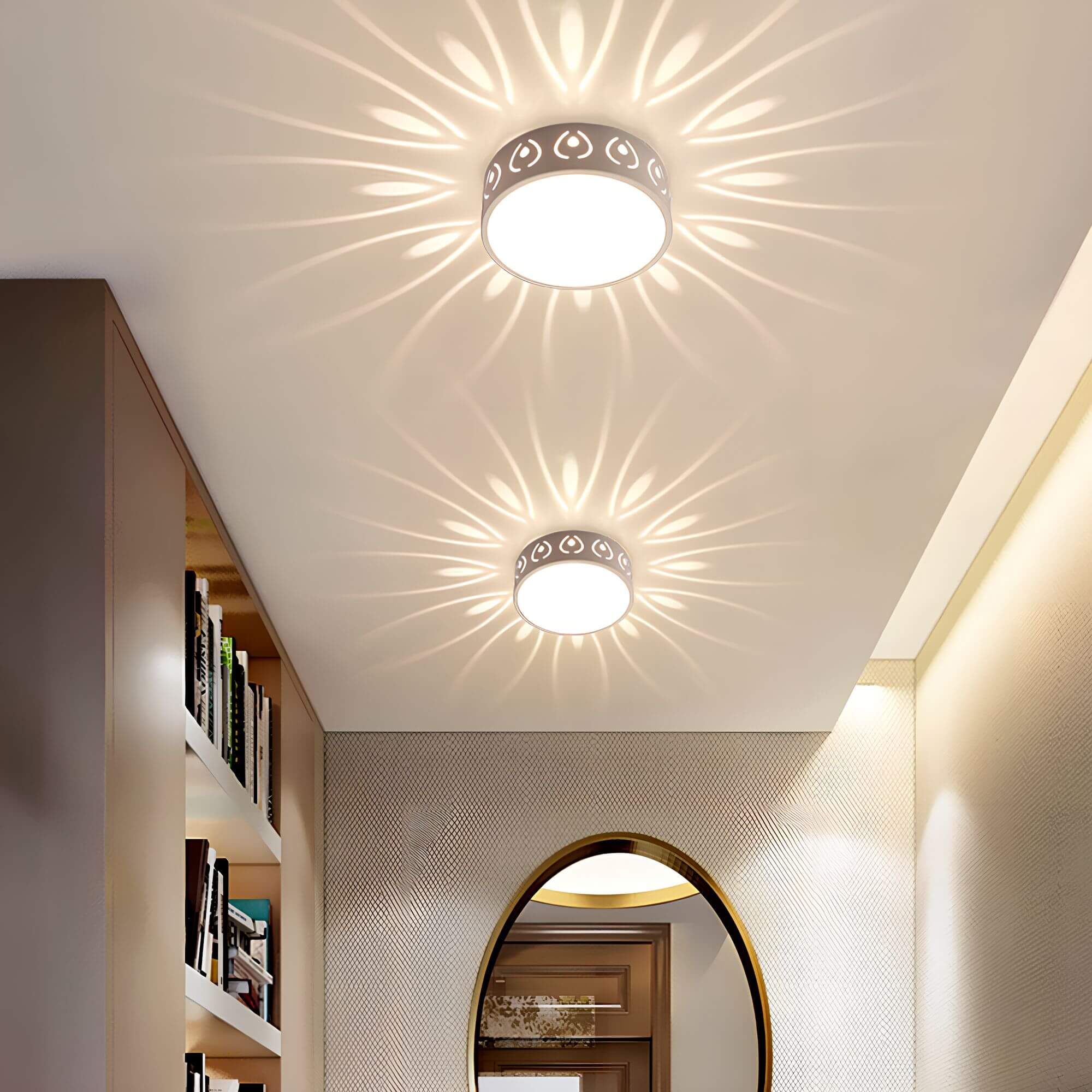 Aurora LED Taklampa - Atmosfärisk Belysning med Eleganta Mönster