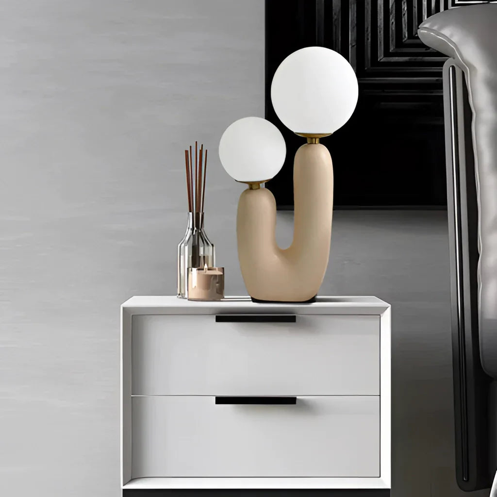 Modern Kaktus-design bordslampa – Touch-kontroll, mjölkgolvkulor, LED-belysning för vardagsrum eller sovrum