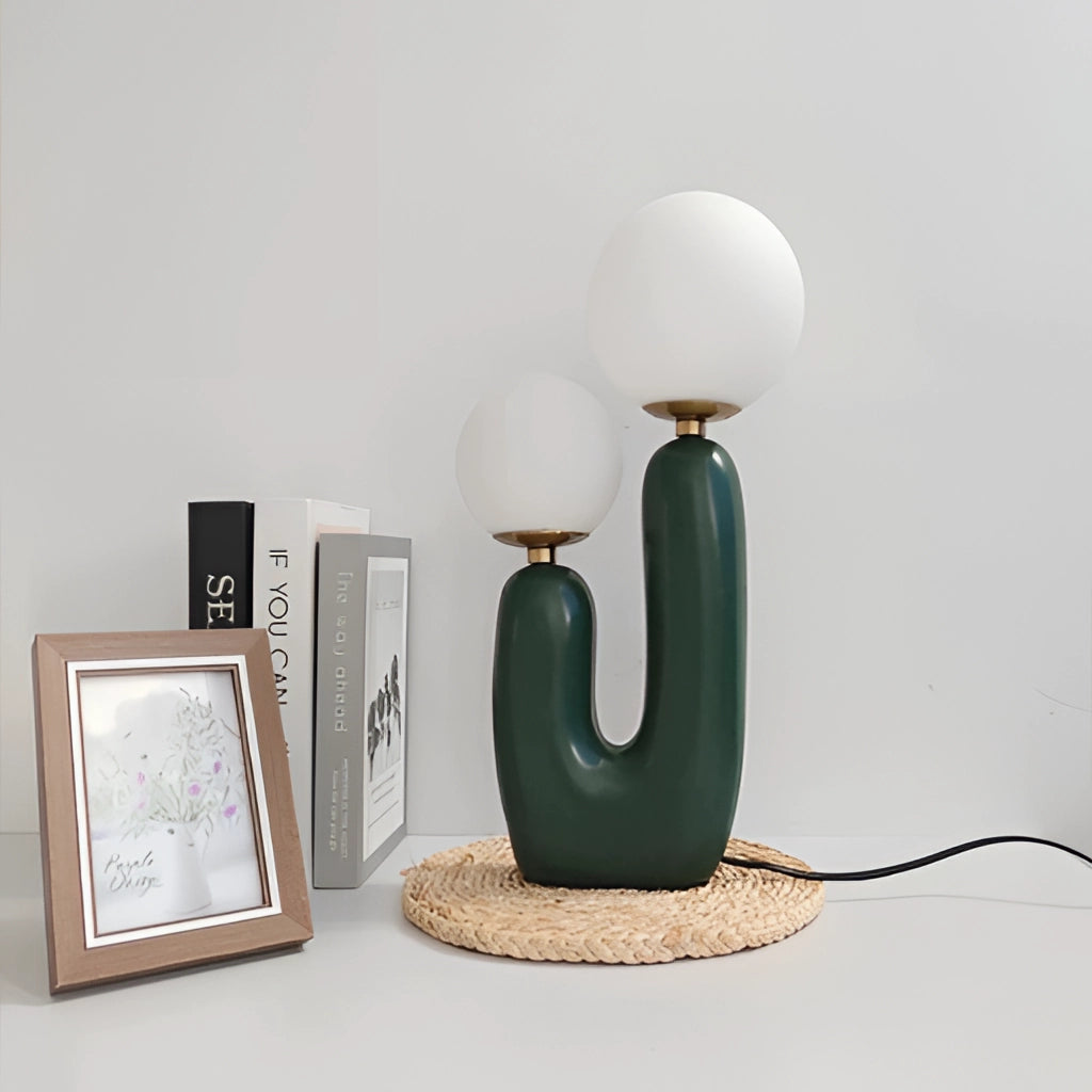 Modern Kaktus-design bordslampa – Touch-kontroll, mjölkgolvkulor, LED-belysning för vardagsrum eller sovrum