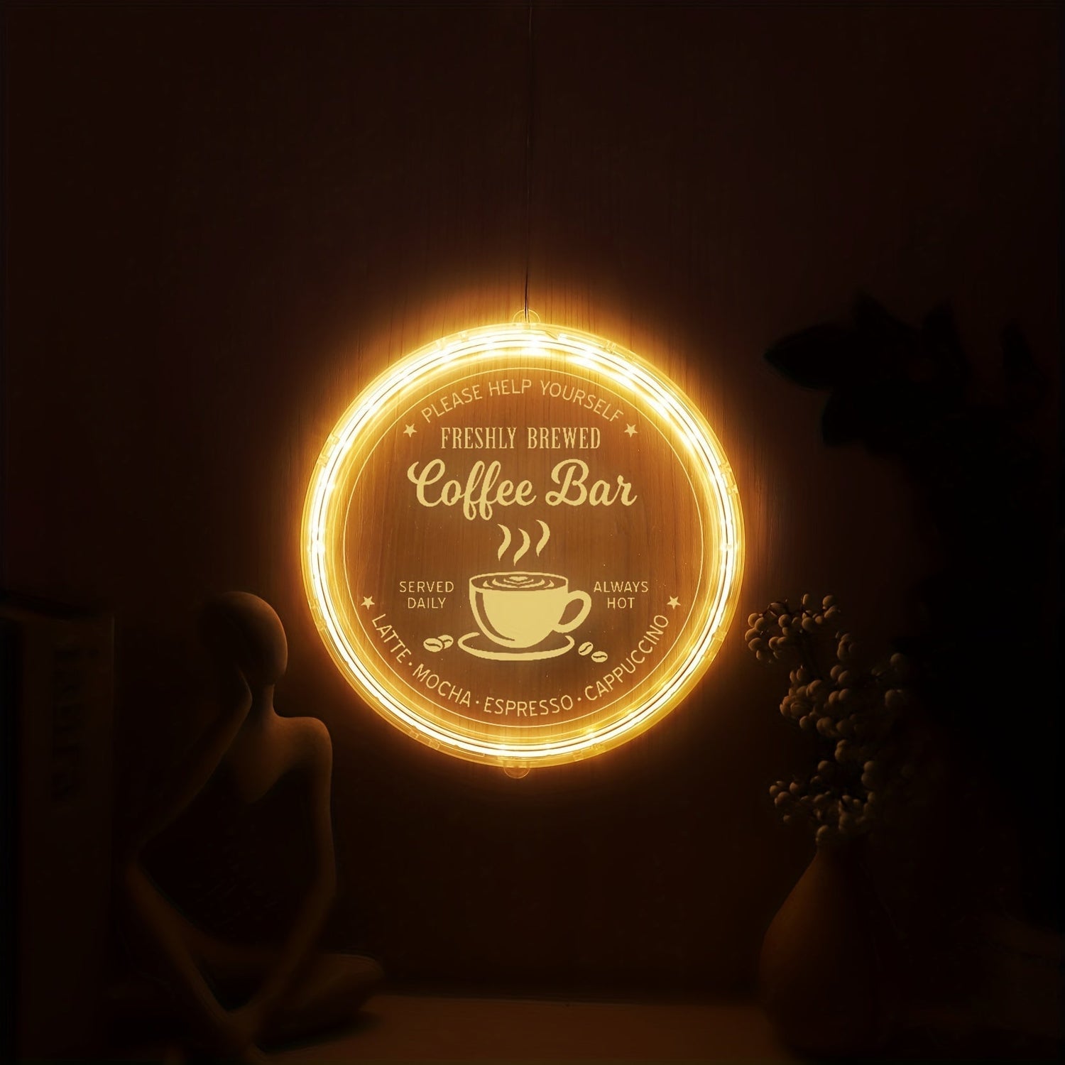 Modernt Runt LED-Nattljus - Batteridrivet, Varmt Ljus, Idealiskt för Alla Rum