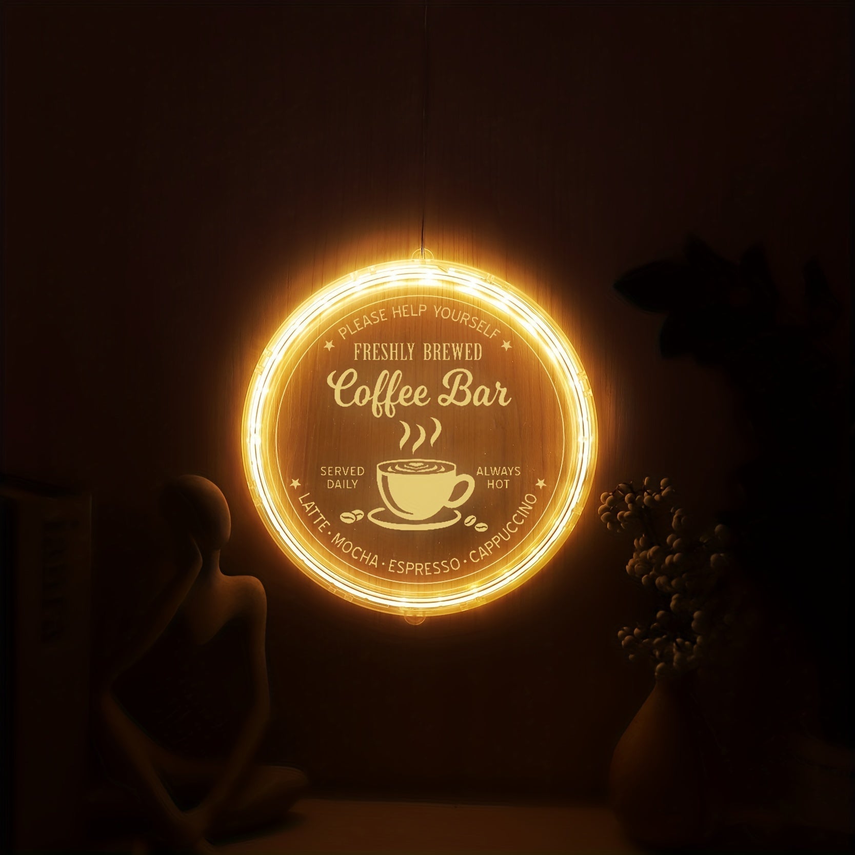 Modernt Runt LED-Nattljus - Batteridrivet, Varmt Ljus, Idealiskt för Alla Rum