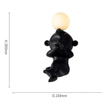 LekfullGlöd - Rolig Apa Vägglampa med Mjölkglas – Dekorativ LED Lampa