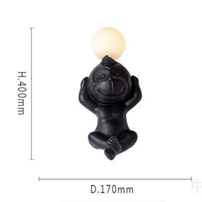 LekfullGlöd - Rolig Apa Vägglampa med Mjölkglas – Dekorativ LED Lampa