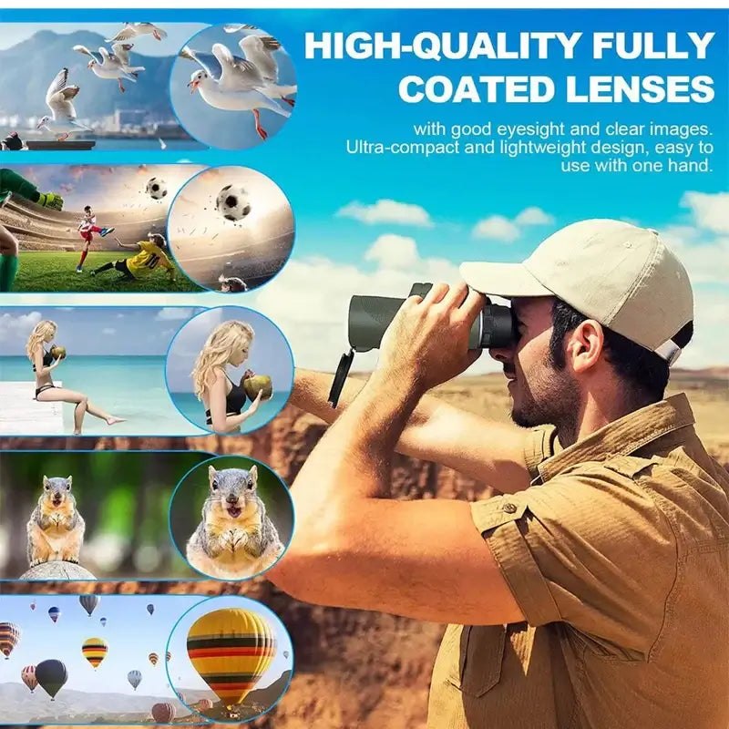 Royallure Bärbar HD Monokulärteleskop med Smartphonehållare och Stativ