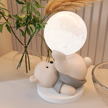 Teddy Bear Touch Lamp med Månljus Glöd
