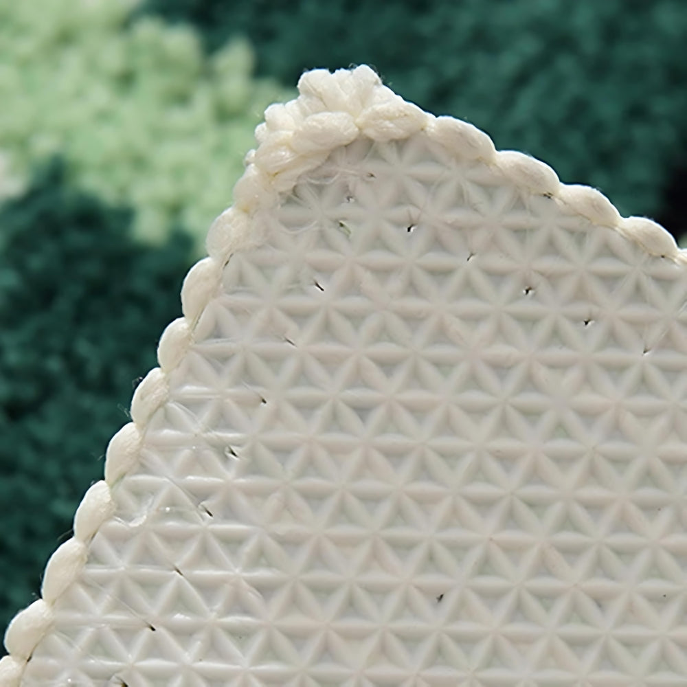 Mossgrön Geometrisk Flock Badmatta