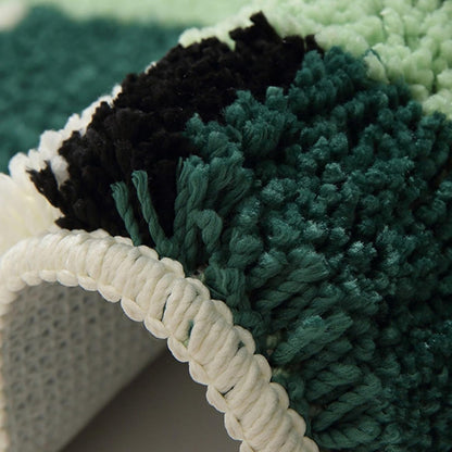 Mossgrön Geometrisk Flock Badmatta