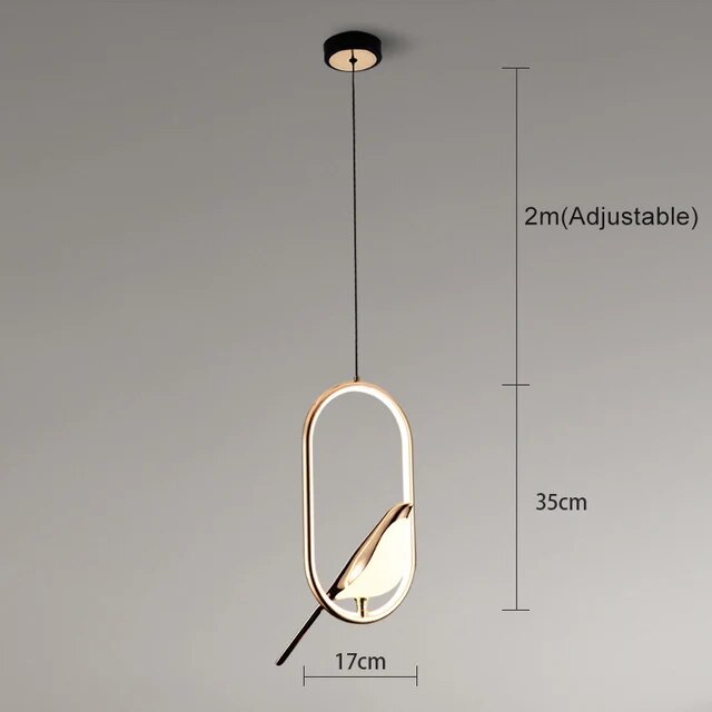 Aviora | Hänglampa med gyllene fågel och LED-ljus