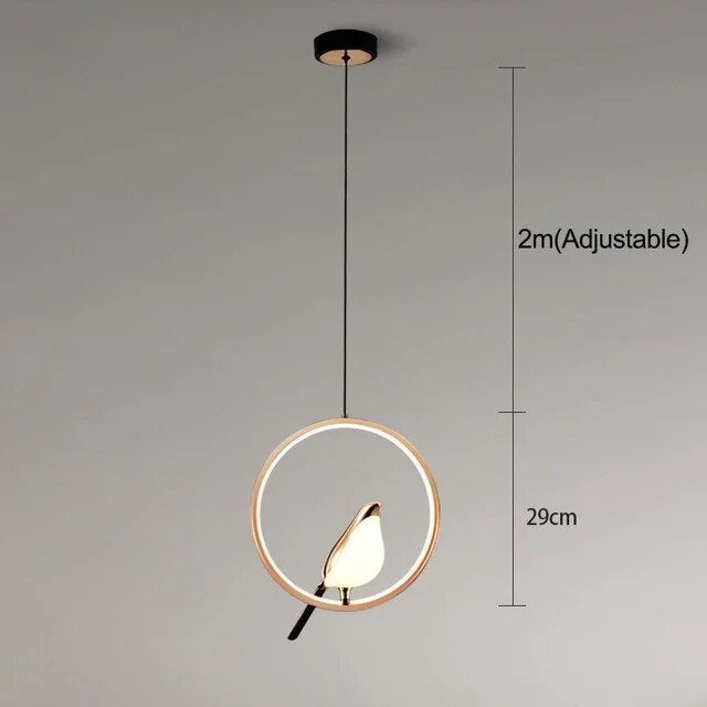Aviora | Hänglampa med gyllene fågel och LED-ljus
