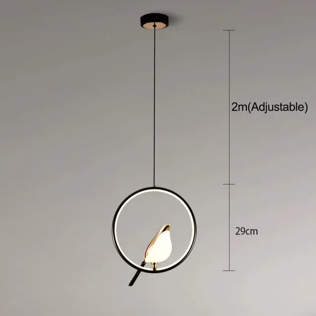 Aviora | Hänglampa med gyllene fågel och LED-ljus
