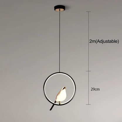 Aviora | Hänglampa med gyllene fågel och LED-ljus