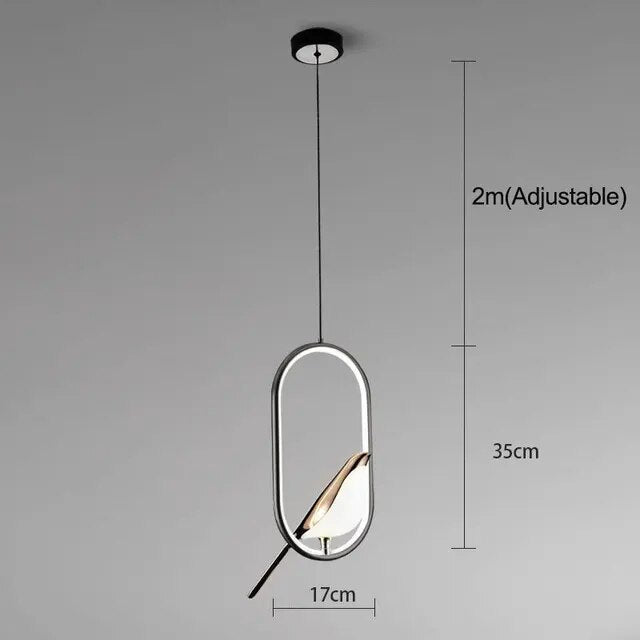 Aviora | Hänglampa med gyllene fågel och LED-ljus
