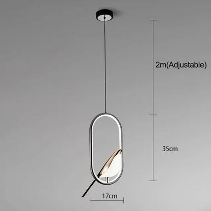 Aviora | Hänglampa med gyllene fågel och LED-ljus