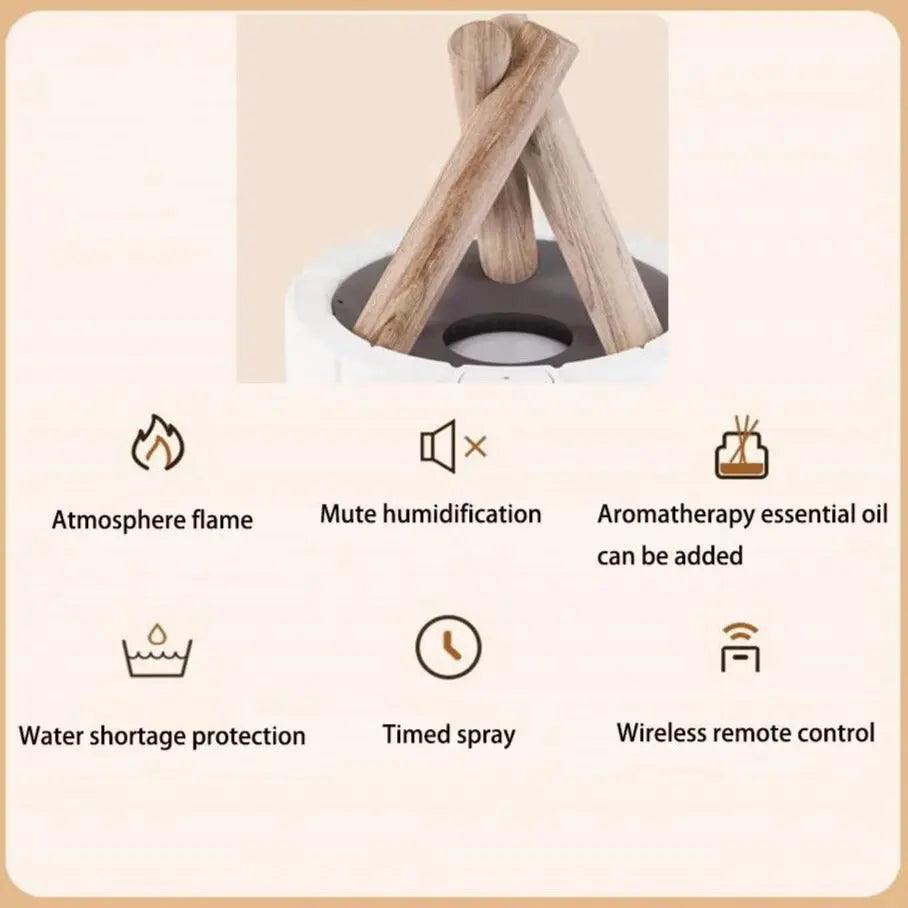 Multifunktionell Flame Luftfuktare Bordsbelysning – 3-i-1 Aromadiffusor &amp; Lugnande Ljus