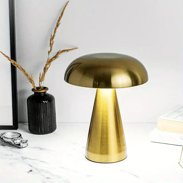 MushroomGlow - Dimbar LED Bordsamp av Metall | Sladdlös &amp; Uppladdningsbar