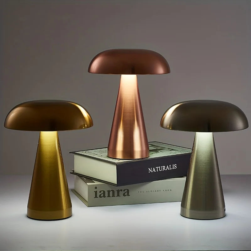 MushroomGlow - Dimbar LED Bordsamp av Metall | Sladdlös &amp; Uppladdningsbar