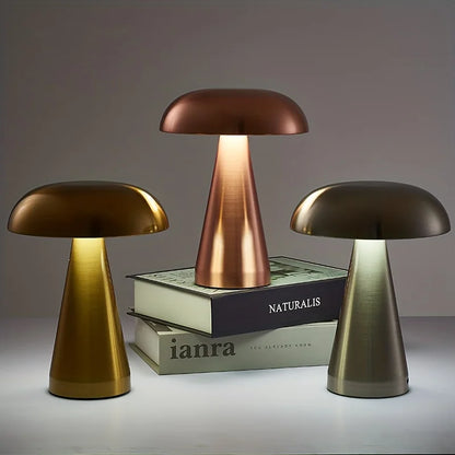MushroomGlow - Dimbar LED Bordsamp av Metall | Sladdlös &amp; Uppladdningsbar
