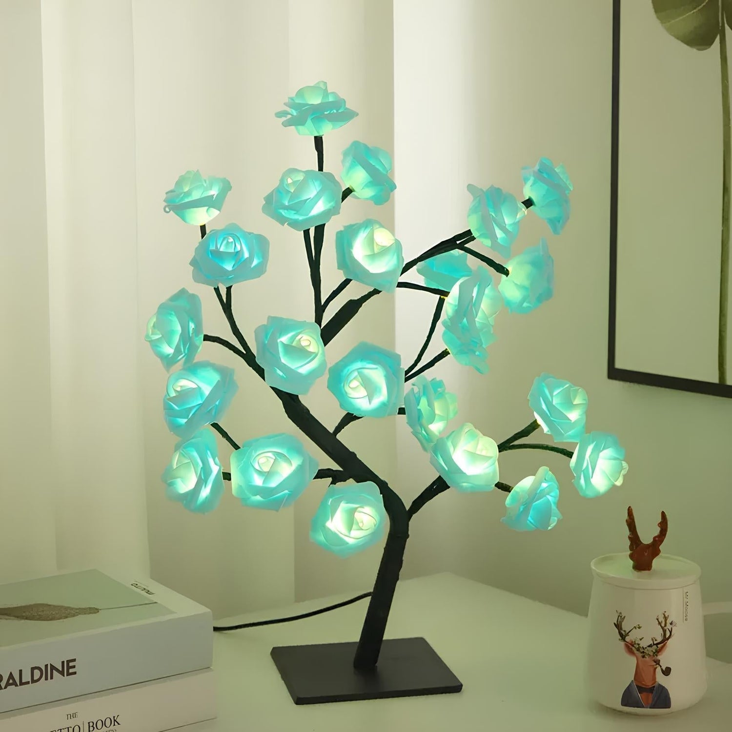24 LED Ros Träd Nattlampa USB Drivna Blomljus