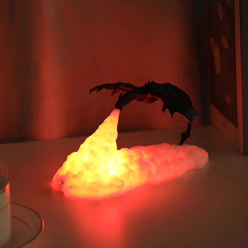 3D-tryckt drak-nattlampa för fantasisk heminredning