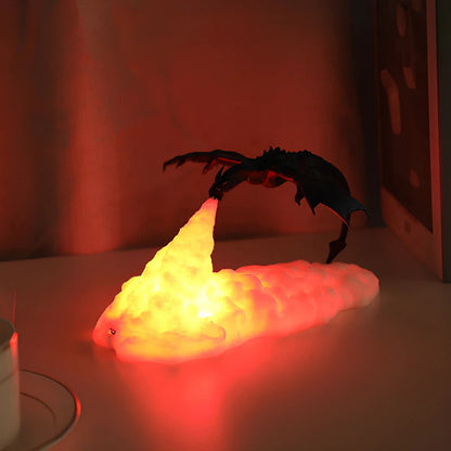 3D-tryckt drak-nattlampa för fantasisk heminredning