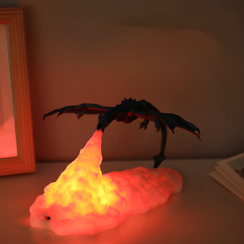 3D-tryckt drak-nattlampa för fantasisk heminredning