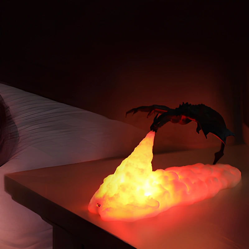 3D-tryckt drak-nattlampa för fantasisk heminredning