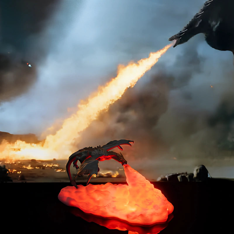 3D-tryckt drak-nattlampa för fantasisk heminredning