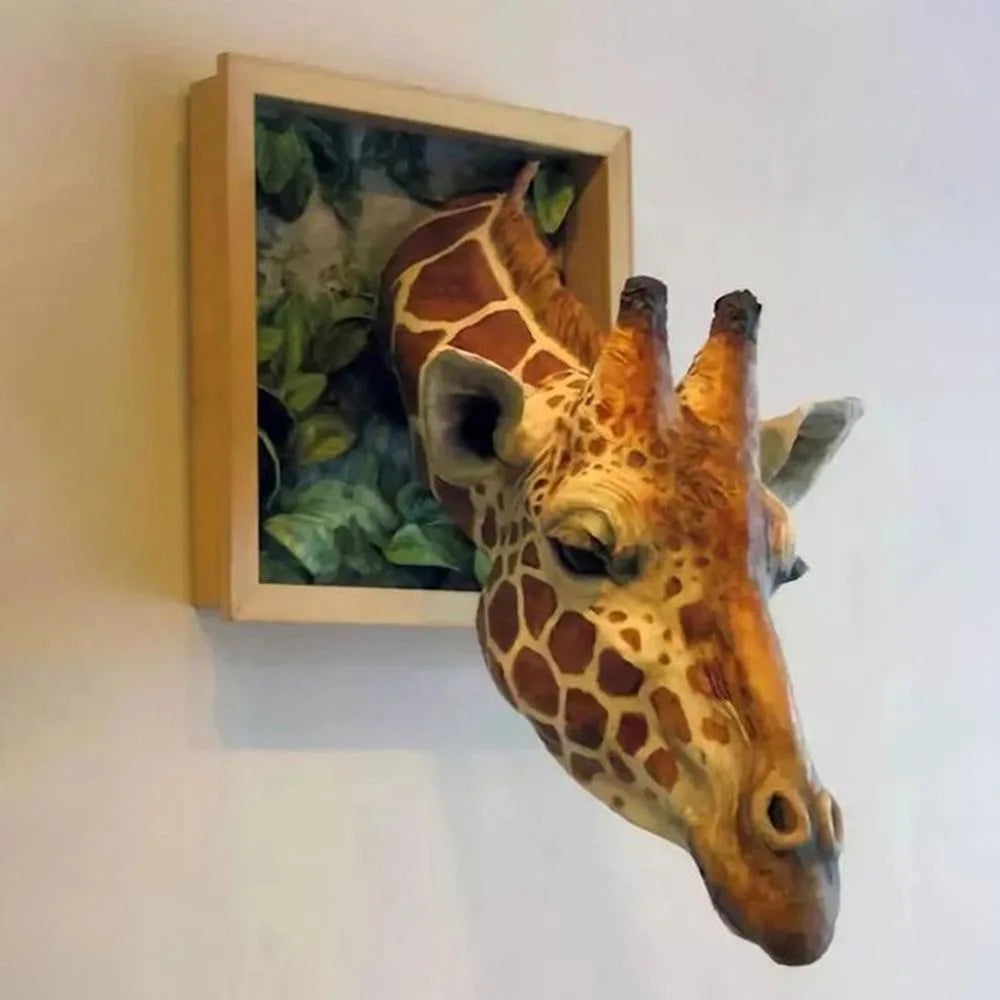 3D Realistisk Giraffhuvud Väggskulptur Unik Naturinspirerad Dekor