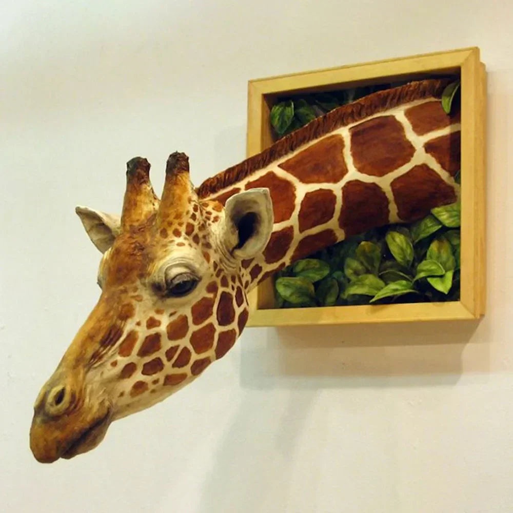 3D Realistisk Giraffhuvud Väggskulptur Unik Naturinspirerad Dekor