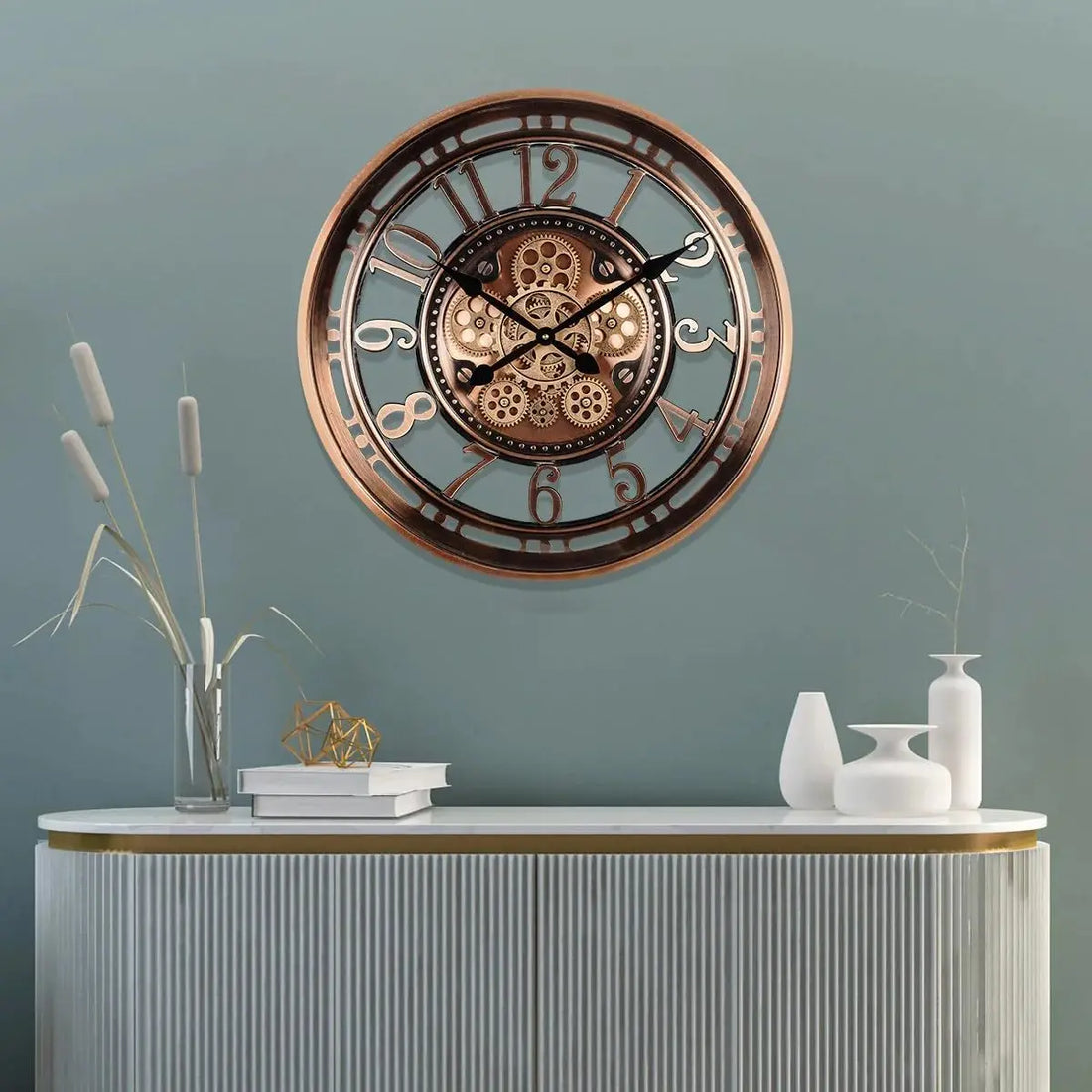 Antik Kontorsväggklocka Vintage Industriell Design 21 Tum