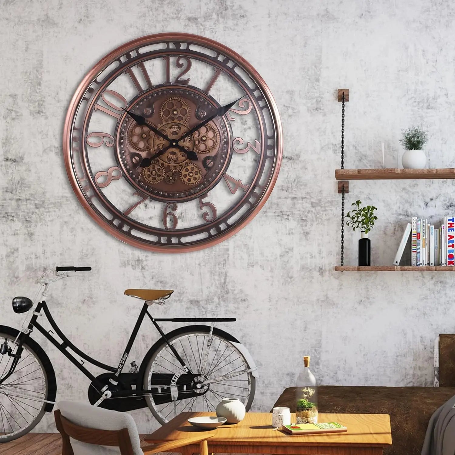 Antik Kontorsväggklocka Vintage Industriell Design 21 Tum