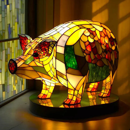 Konstnärlig glasdjurmotiv lampa för stilfull heminredning