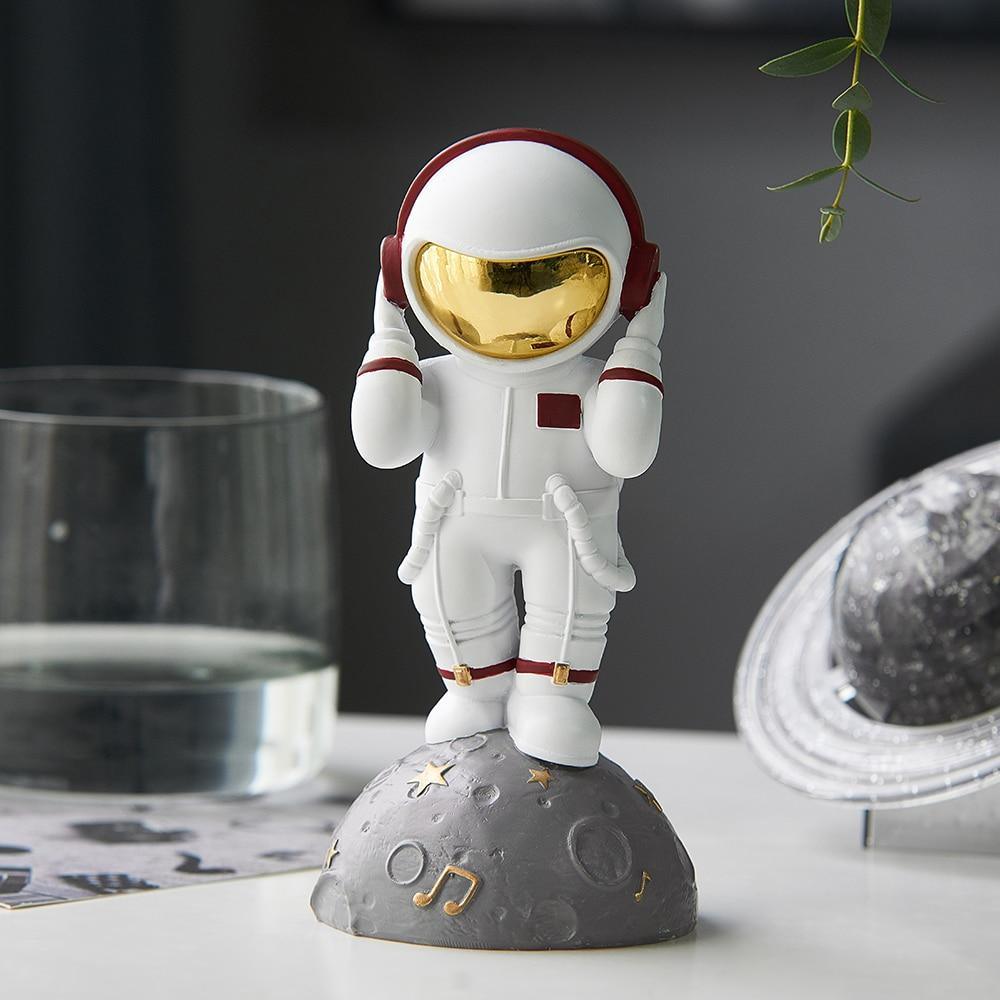 Astronaut Musik Instrument Dekor Skulptur för Hem och Kontor