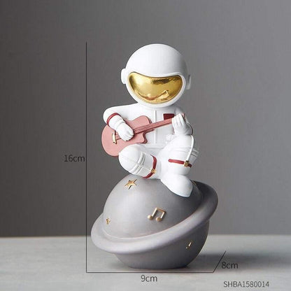 Astronaut Musik Instrument Dekor Skulptur för Hem och Kontor
