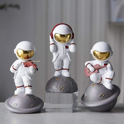Astronaut Musik Instrument Dekor Skulptur för Hem och Kontor