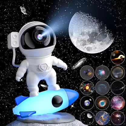 Astronaut projektionljus med galax- och kosmisk ljudalternativ