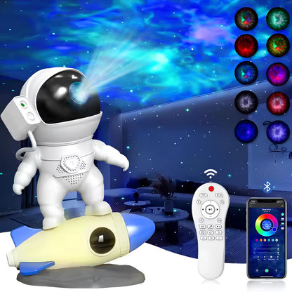 Astronaut projektionljus med galax- och kosmisk ljudalternativ