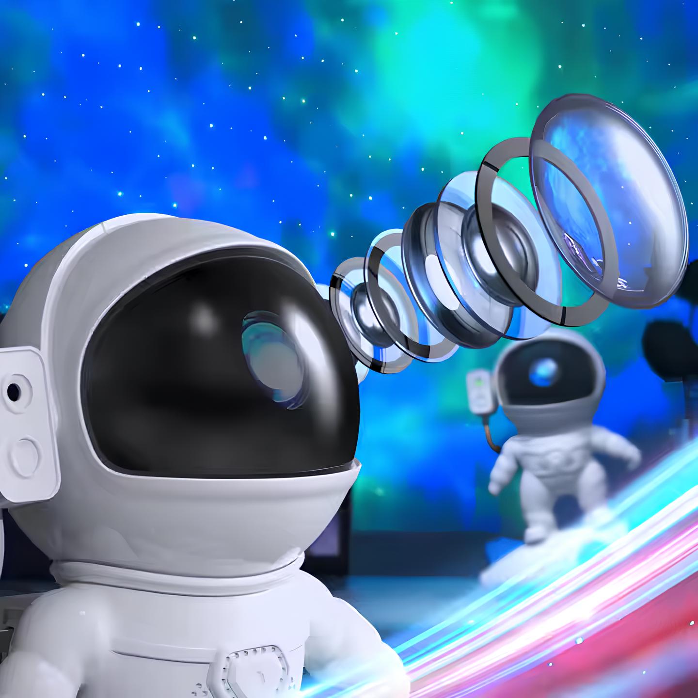 Astronaut projektionljus med galax- och kosmisk ljudalternativ