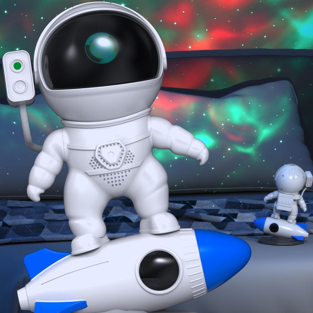 Astronaut projektionljus med galax- och kosmisk ljudalternativ