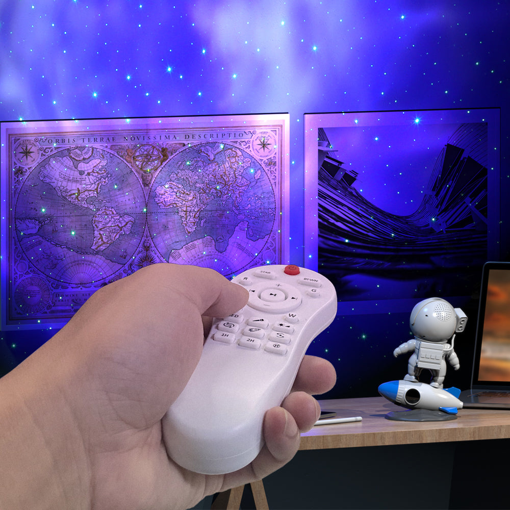 Astronaut projektionljus med galax- och kosmisk ljudalternativ