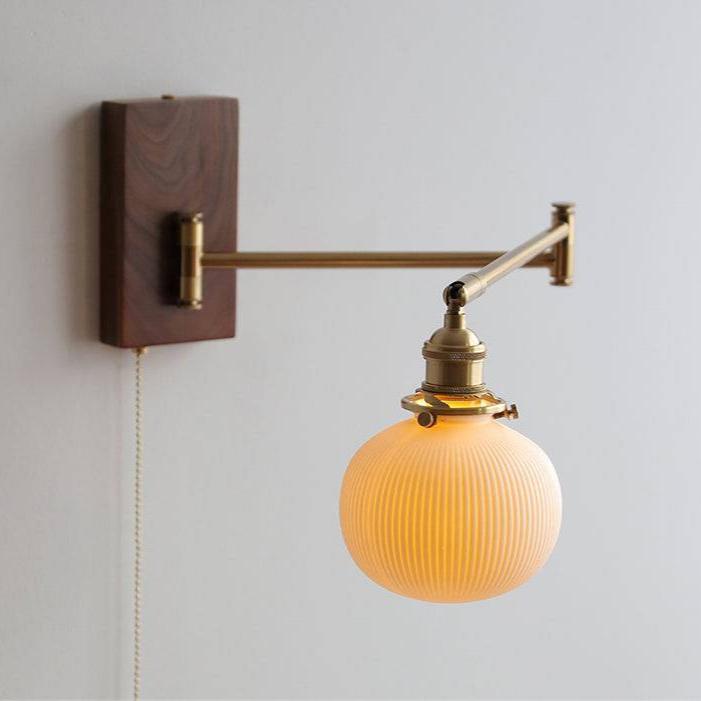 Keramisk vägglampa med träplatta modern rustik hembelysningsanordning