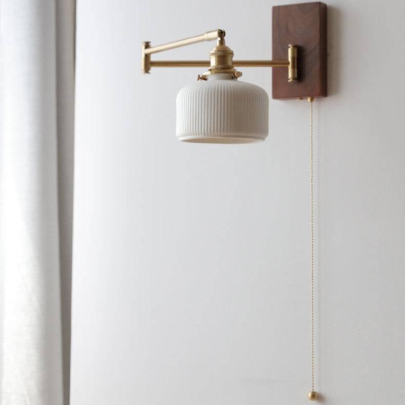 Keramisk vägglampa med träplatta modern rustik hembelysningsanordning
