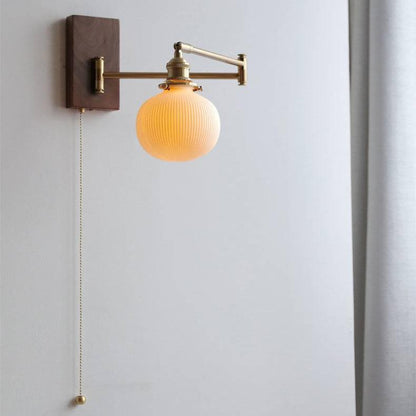 Keramisk vägglampa med träplatta modern rustik hembelysningsanordning