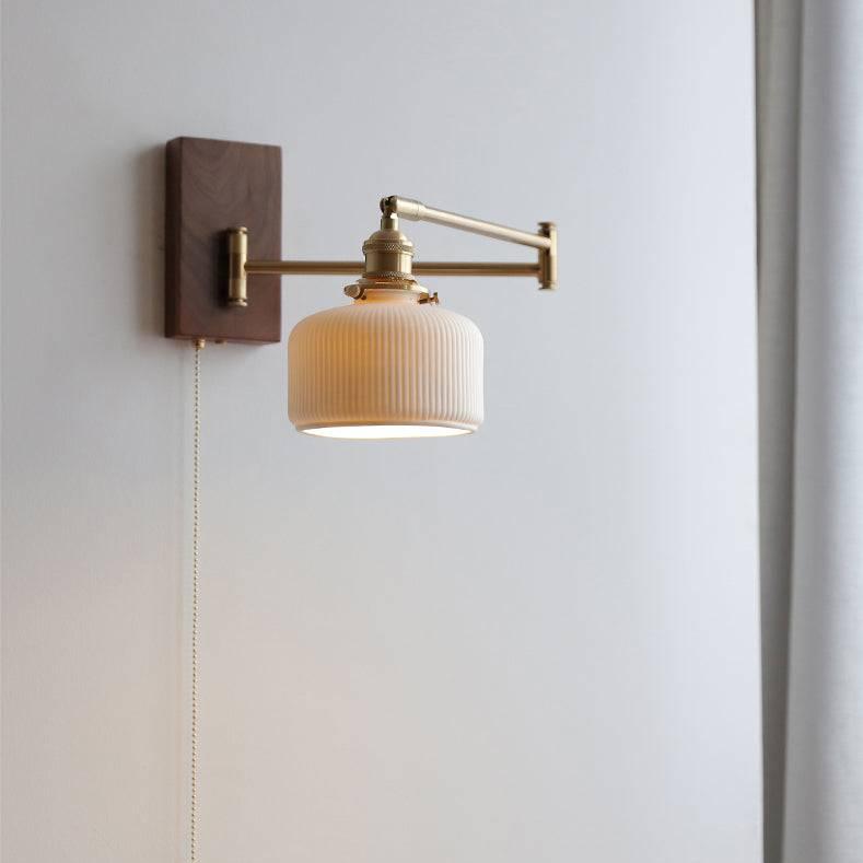 Keramisk vägglampa med träplatta modern rustik hembelysningsanordning