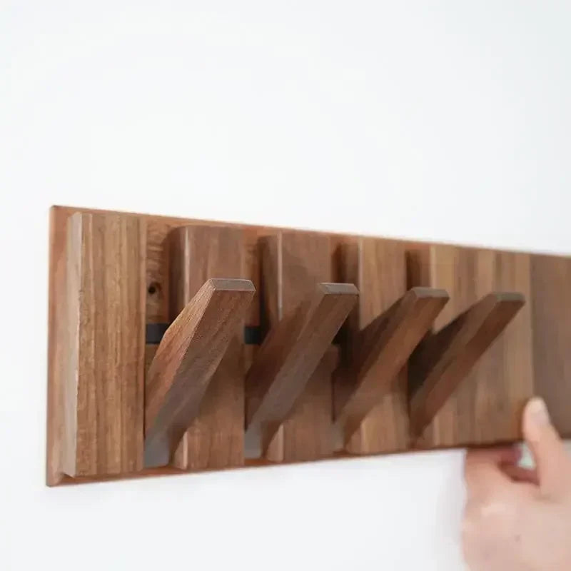 Väggmonterat Klädhängare | Massiv Trä Ingen-Borr Organisatör | Platsbesparande Entréhakar | Brick by Brick