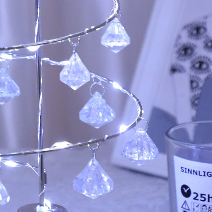 Kristall Julgran Bordslampa Akryl Nattlampa