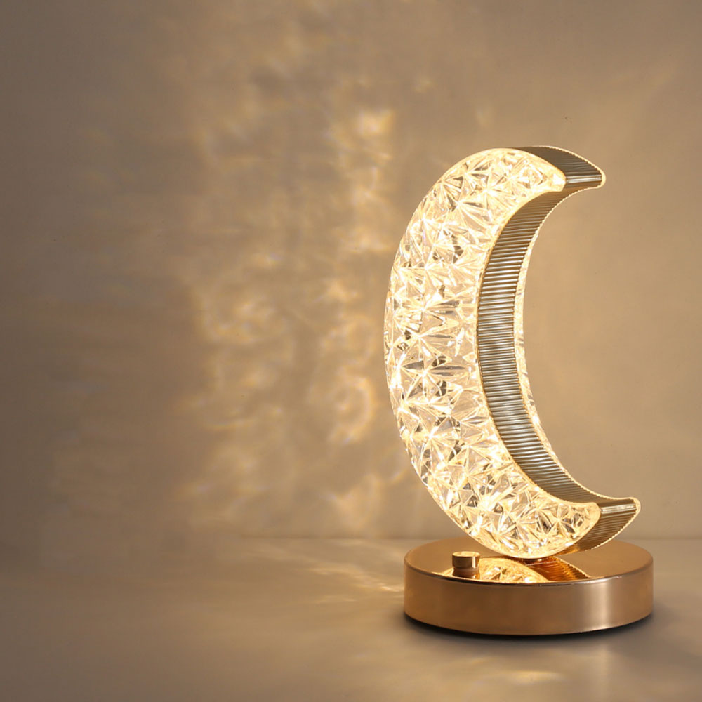 Crystal Crescent Moon Lamp - Förtrollande Nattlampa för Heminredning