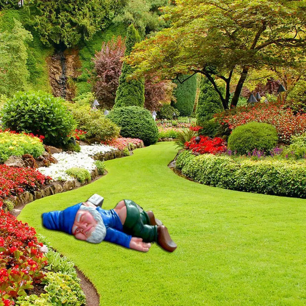 Drunken Gnome Trädgårdsstaty Kreativ Harmsmycke 13x9 cm